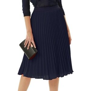 Grace Karin Pleated Chiffon A-line Swing Midi Skirt in Navy - Size‎ 2X